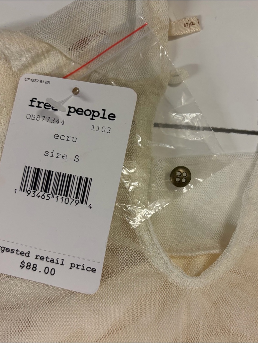 Free People Cream Lace-Back Long Sleeve Tee - Picture 12 of 12